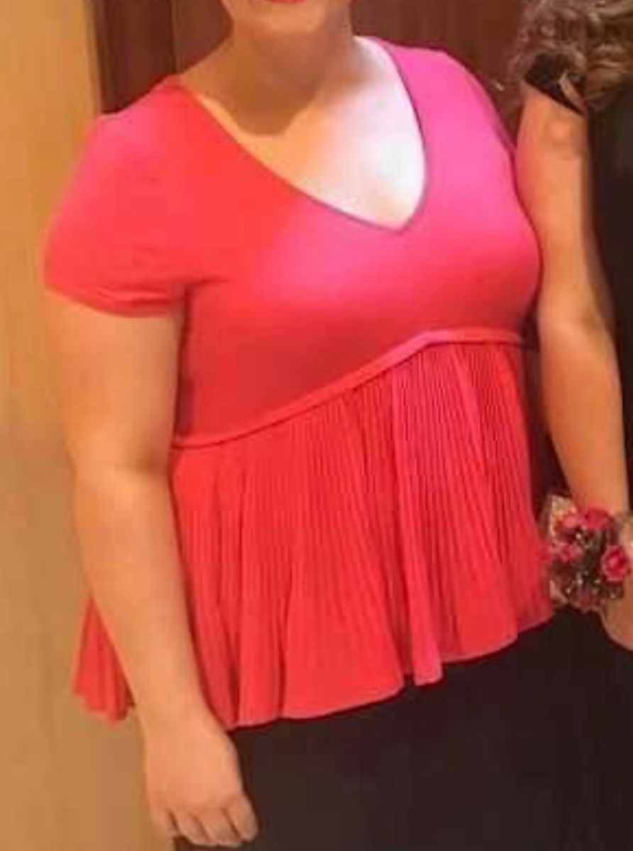 Pink Pleated Empire Waist Shirt